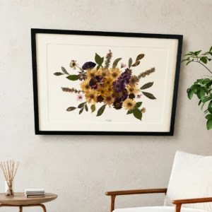 Cuadro Flores Prensadas Cosecha Dorada 50x70 cm